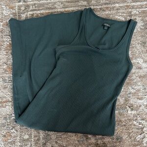 Women's Ribbed Tank Top - Dark Green